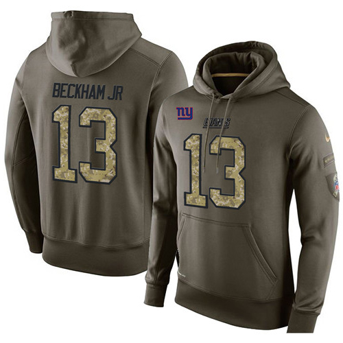 NFL Nike New York Giants #13 Odell Beckham Jr Green Salute To Service Men's Pullover Hoodie